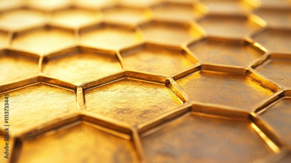 Aufkleber golden honeycomb pattern showcases reflective surfaces, creating a rich visual texture and intricate