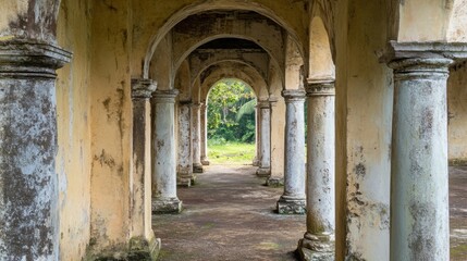 Obraz premium Enchanting Arched Passage Through Ancient Ruins in Nature