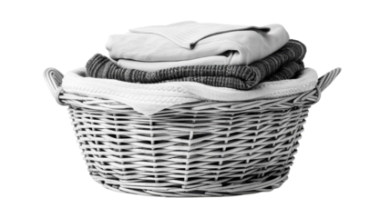 Neatly Folded Black and White Laundry for Effective Home Organization