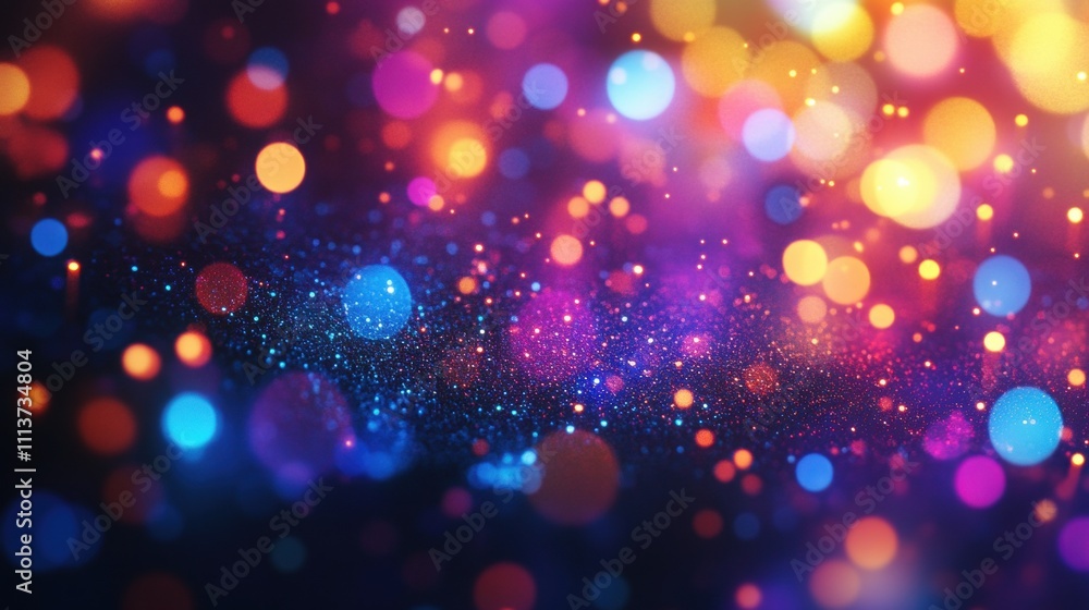 Poster a mesmerizing blend of colorful bokeh lights creating a magical atmosphere.