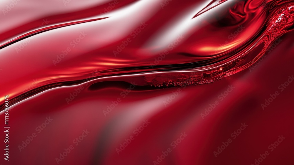 Poster abstract red fluid design with silky, flowing textures creating a sense of movement and depth.