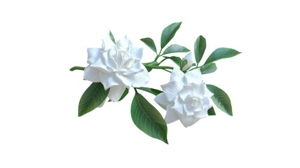 Obraz premium Stunning Blooming Gardenia 3D Render Isolated on White Background for Floral Design Projects