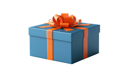 Stylish Blue Gift Box with Orange Ribbon for Celebration and Gifting Purposes