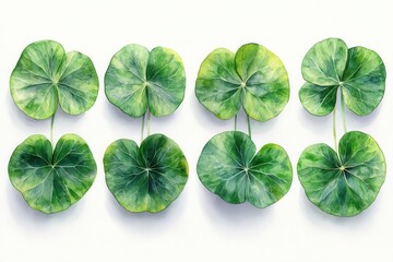 A collection of green leaves arranged in a symmetrical pattern.