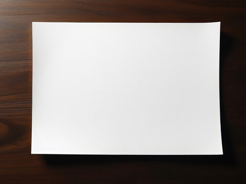 A blank white sheet of paper lies on a table. High quality photo