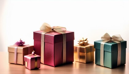 Obraz premium festive Christmas gifts, presents boxes in a row 3d