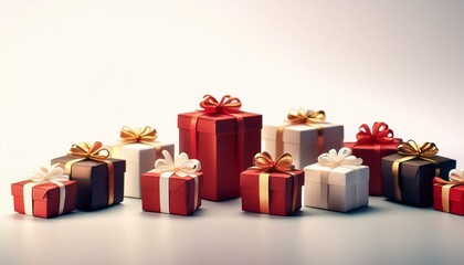 festive Christmas gifts, presents boxes in a row 3d