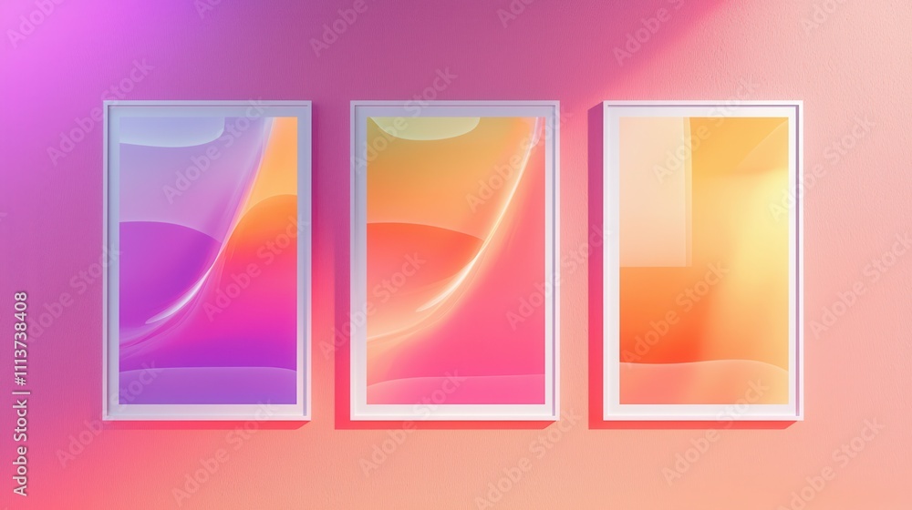 Poster stylish and modern mockup template of frames with smooth gradient background
