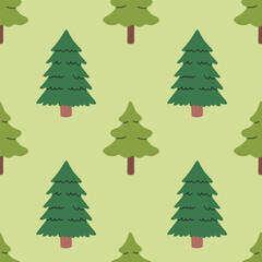 Fir seamless pattern, evergreen plant, spruce cedar background, New Year pattern for wrapping paper, postcard, banner