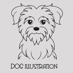 A simple Yet Elegant Black Silhouette Line Art of a shih Dog Illustration