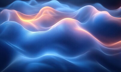 Obraz premium Dynamic Abstract Scene with Swirling Blue Shapes and Neon Lighting