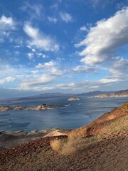 Clifftop view of a lake