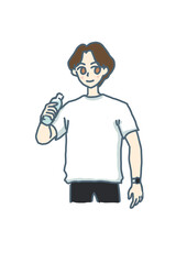 Young people who play sports drink water, spring, summer