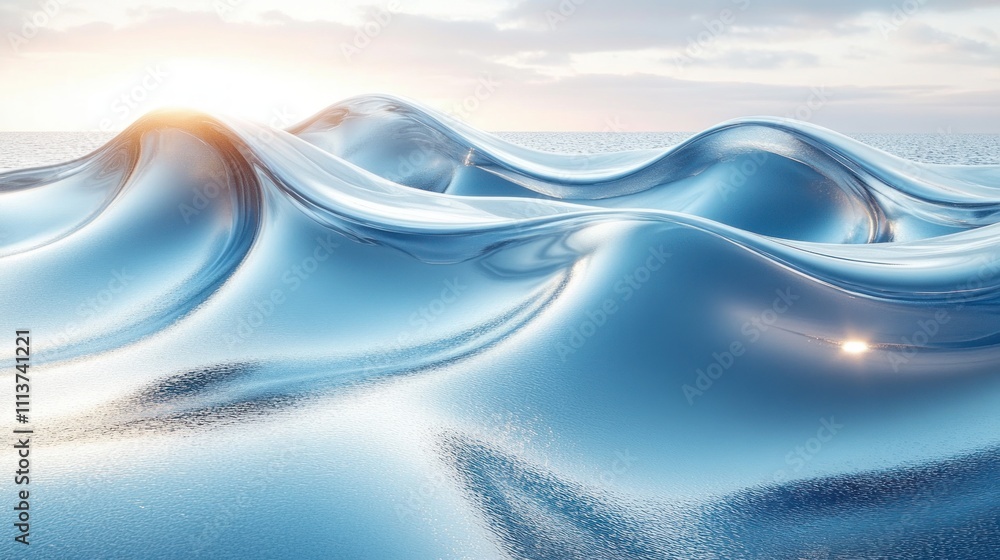 Aufkleber iridescent abstract wave background design 3d render flowing liquid glossy curves minimalist gradien