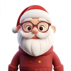 3D cartoon rendering of Santa Claus isolated on a white background