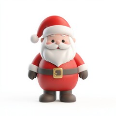 3D cartoon rendering of Santa Claus isolated on a white background