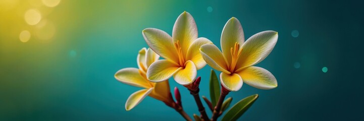 Flowers in Soft Blue Light with a Tropical Vibe Illustration