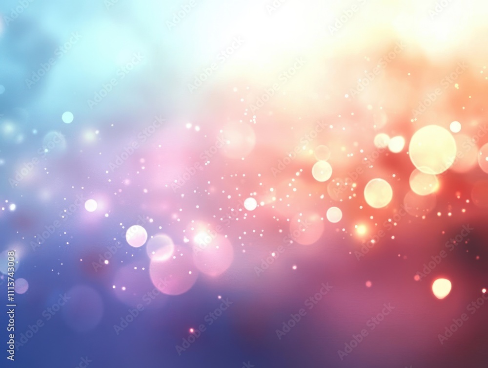 Poster sparkling blue background with soft light and abstract bokeh texture