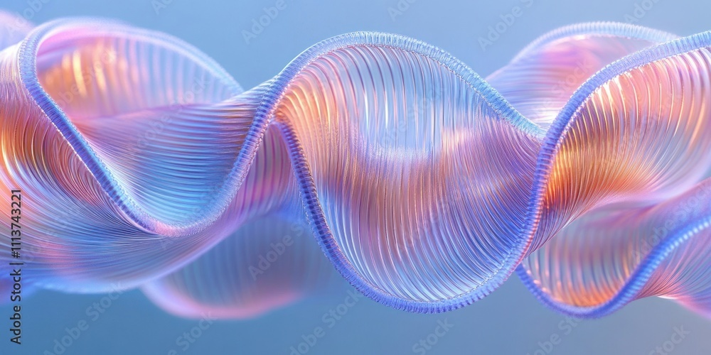Poster intertwined transparent loops in pastel colors with ethereal quality in modern abstract design