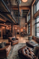 Cozy Industrial Loft with Rustic Charm and Modern Touches