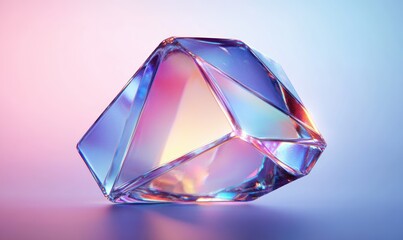 Futuristic Geometric Crystal in Pastel Colors with Soft Diffused Lighting and Reflections