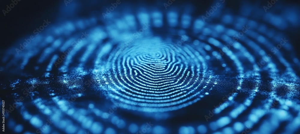 Aufkleber Fingerprint pattern. Internet security biometric human identification. Generative AI technology.	
