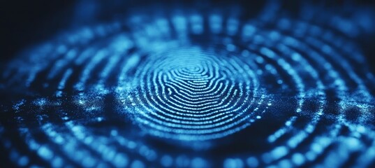 Fingerprint pattern. Internet security biometric human identification. Generative AI technology.	
