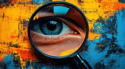 magnifier with abstract person and lettering ky