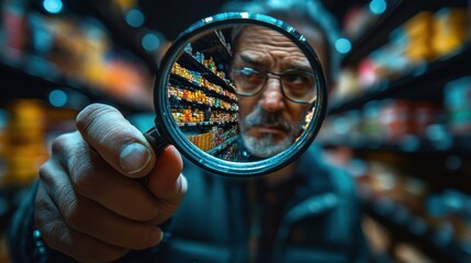 man using magnifying glass find shop store for shopping online e commerce marketing business online internet technology online shopping business delivery e commerce service on the we