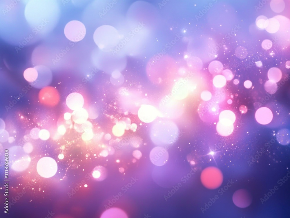 Poster sparkling blue background with bokeh lights and soft dreamy textures