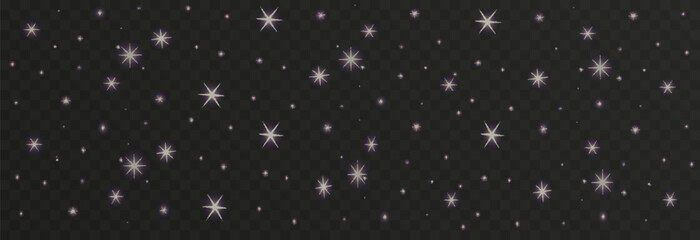 Vector space stars png. Glowing stars on transparent background. Space star background.