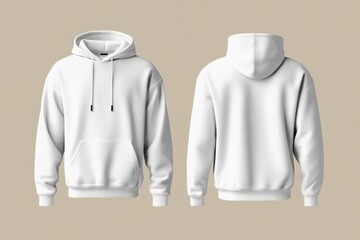 white  pullover hoodie with drawstring mockup for men with front and back view. hoodie mock-up template .
