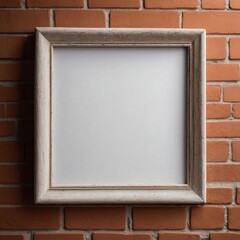 Ornate Silver Frame Hanging on Red Brick Wall Illustration