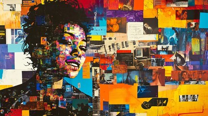 Fototapeta premium Surreal Mixed Media Portrait of a Woman with Many Colours