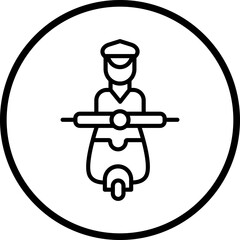 Police Officer On Scooter Icon Style