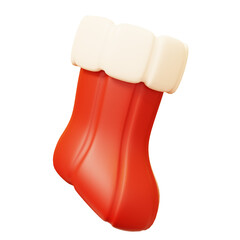 Red Christmas Sock for Christmas gifts or wearing costume in party with family and freinds. Cute cartoon 3D Winter Season. Happy new year decoration. Merry christmas holiday.