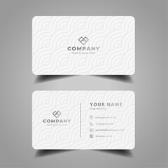 White and gray business card elegant design vector template with seamless pattern.