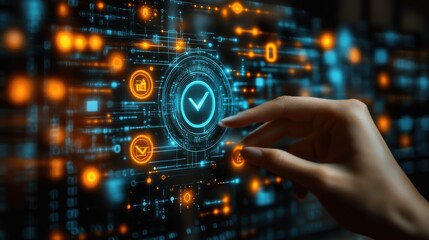 projects digital guarantee business quality checking and standardization certification hand point on check correct icon for compliance with regulations services and standard