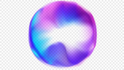 Vibrant collored round shape. Abstract blurred circle. Bright color gradients for creative graphic design. Transparent background. Overlay template. Vector illustration.