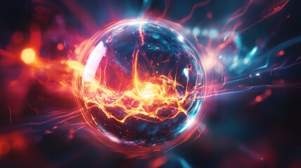 Obraz premium Energetic Sphere Glowing With Red And Blue Light