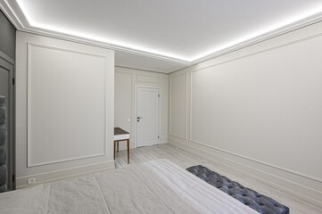 interior room apartment bedroom with bed, cozy place to sleep and relax