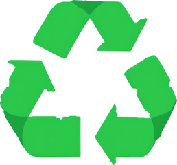 A green recycling symbol displayed