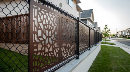 Fototapeta premium Stylish chain-link fence with custom laser-cut details.