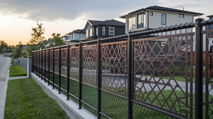 Decorative Metal Fence in Residential Neighborhood.