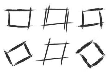 Set of frames in black grunge style