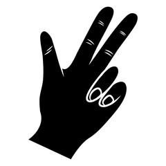 three fingers hand glyph icon logo