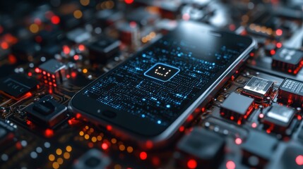Fototapeta premium system warning hacked alert cyberattack on smartphone network cybersecurity vulnerability data breach illegal connection compromised information concept malicious software virus and cybercrim