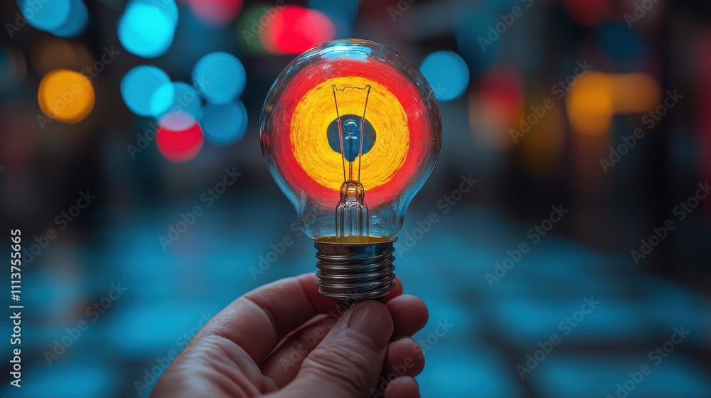 Poster target objective with idea creative light bulb planning development leadership and customer target g