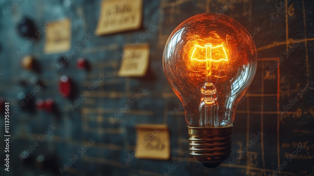 Aufkleber target objective with idea creative light bulb planning development leadership and customer target g