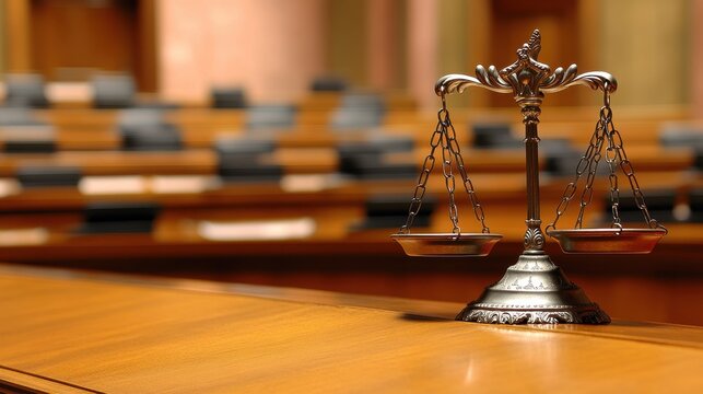 Scales of Justice in the Courtroom: A Symbol of Fairness and Balance